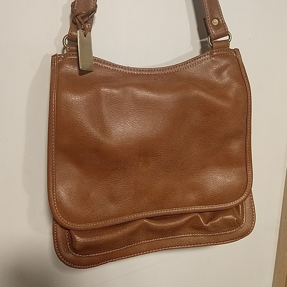 Liz Claiborne leather, camel cross body bag